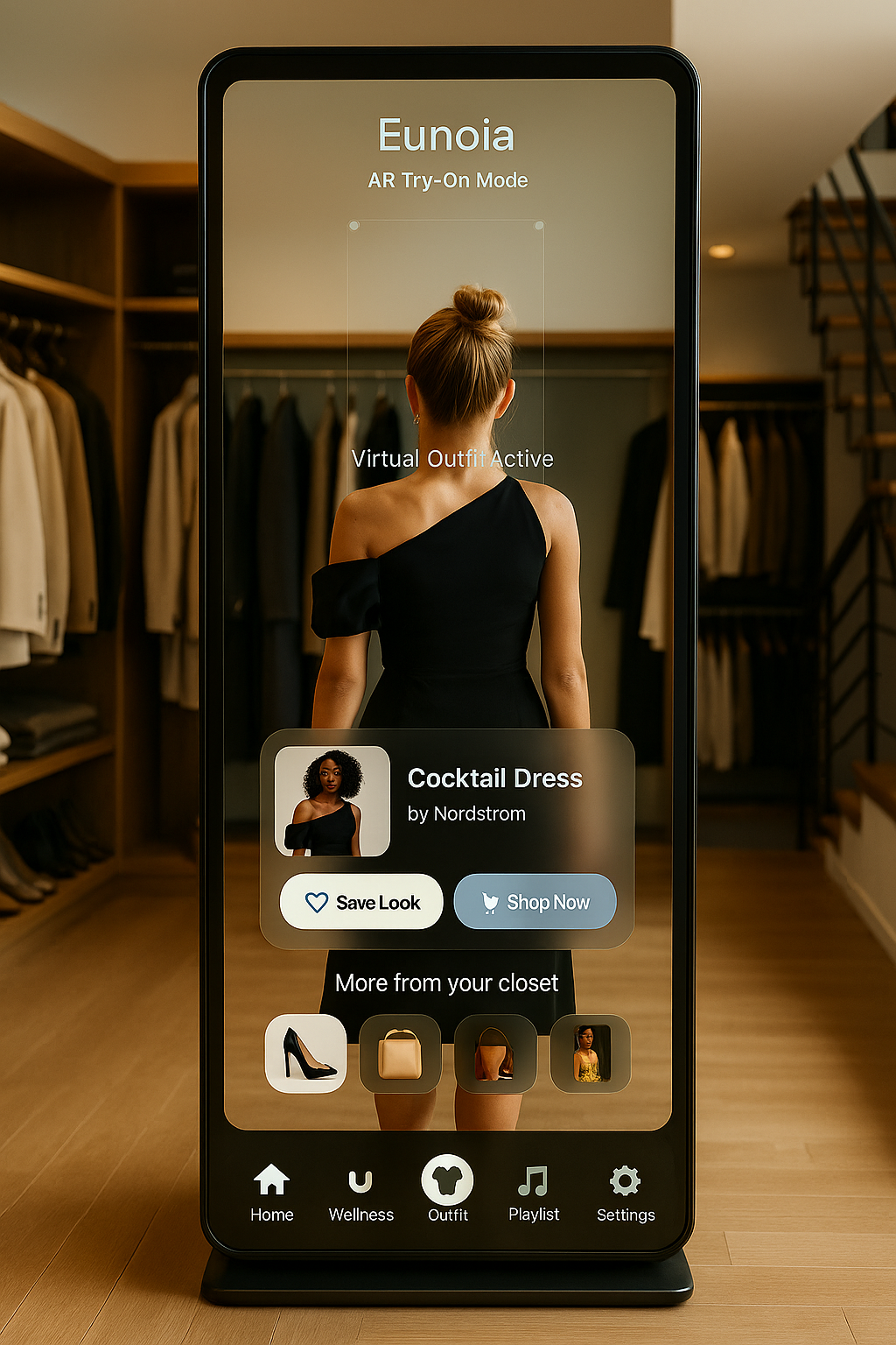 AR styling suggestions on the Eunoia mirror