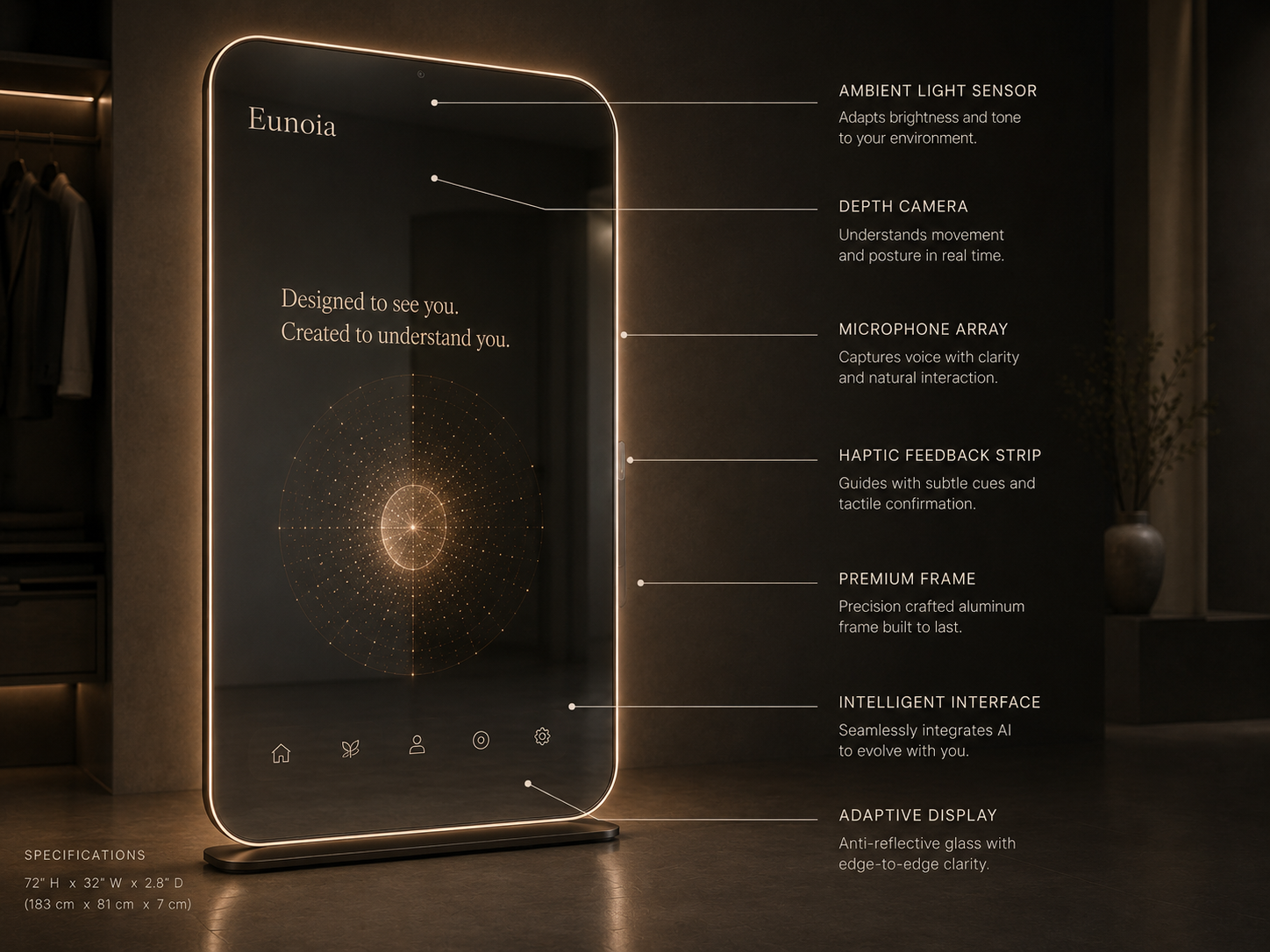 AR styling suggestions on the Eunoia mirror